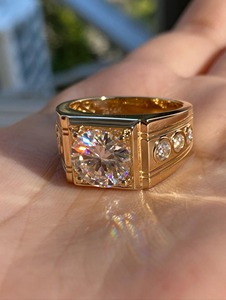 Bague de fiançailles Art Déco en or 14 carats avec diamant de laboratoire de 2 carats, bague de promesse d'anniversaire, bagues de diamant uniques pour hommes avec clarté VVS - Product Image 3