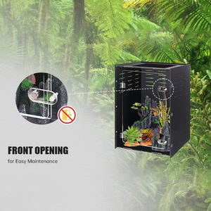 Terrarium pour reptiles en PVC noir, porte avant ouverte, <span class=keywords><strong>cage</strong></span> de forêt tropicale, habitat pour reptiles, boîte pour reptiles, enclos pour reptiles arboraux, pour geckos et grenouilles - Product Image 3