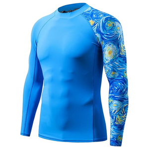 Vente en gros de chemises de compression à manches longues pour hommes, imprimées avec un motif, protection UV, fournisseur de logo personnalisé - Product Image 1