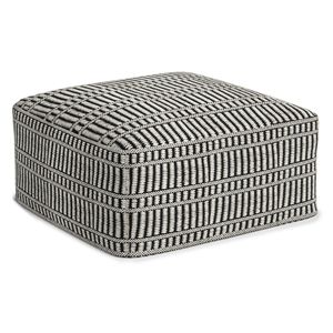 Pouf tissé carré Safford pour l'intérieur et l'extérieur en noir/blanc - Pièce d'appoint polyvalente et élégante pour l'intérieur et l'extérieur - Product Image 1