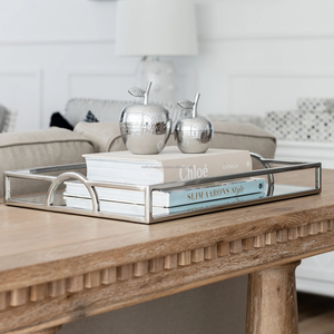 ถาดใส่น้ำหอมทำจากโลหะทรงสี่เหลี่ยมผืนผ้าถาดสำหรับแต่งหน้าทำจากโลหะสุดหรูถาดเสิร์ฟแก้วกระจกสีเงิน - Product Image 6