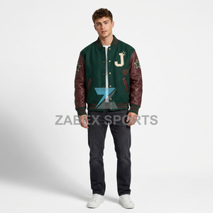 Veste bomber réversible en cuir PU pour homme, style streetwear moderne, Zabex Sports, veste de baseball d'hiver personnalisée pour homme, décontractée, urbaine - Product Image 6