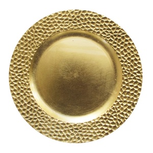 Assiette de service moderne en métal argenté texturé, bord martelé artisanal, élégante vaisselle pour événements et repas haut de gamme - Product Image 1