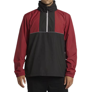 Custom Logo <b>Black</b> Raincoat Men Waterproof Anorak Jacket Hooded <b>Windbreaker</b> Pullover Kangaroo Pocket Wholesale Men's Sport Coat - Product Image 1