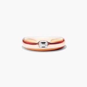 14K Yellow Gold Emerald Cut Lab Grown Diamond <b>Dome</b> Band <b>Ring</b> - Product Image 5