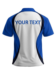 Men's Blue <b>White</b> Solid Front Printed for Shirt Short Sleeve Digital Printing Jersey Knitted Breathable Quick Dry OEM Service - Product Image 2