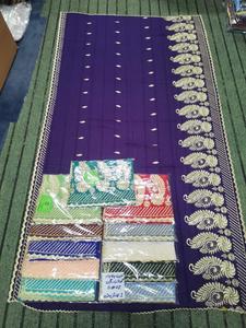 Wholesale Chiffon <b>Shawl</b> Purple Gold Paisley Feather Embroidered Border Lightweight Breathable Women OEM ODM Custom - Product Image 3