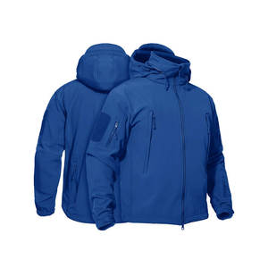 เสื้อแจ็คเก็ตผู้ชายสีน้ำเงินแบบมีฮู้ด ผ้า softshell กันลม สวมใส่สบายๆ สำหรับฤดูใบไม้ร่วง มีกระเป๋าซิป ทรงปกติ - Product Image 1