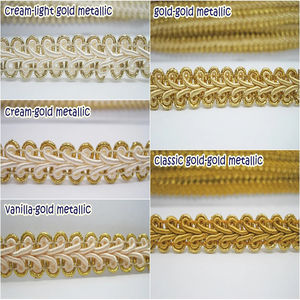 1 1/2 yardas de ribete trenzado de guipur dorado superpuesto, estilo pakistaní, con diseño de borde metálico en espiral, color y tamaño personalizables, ecológico - Product Image 6