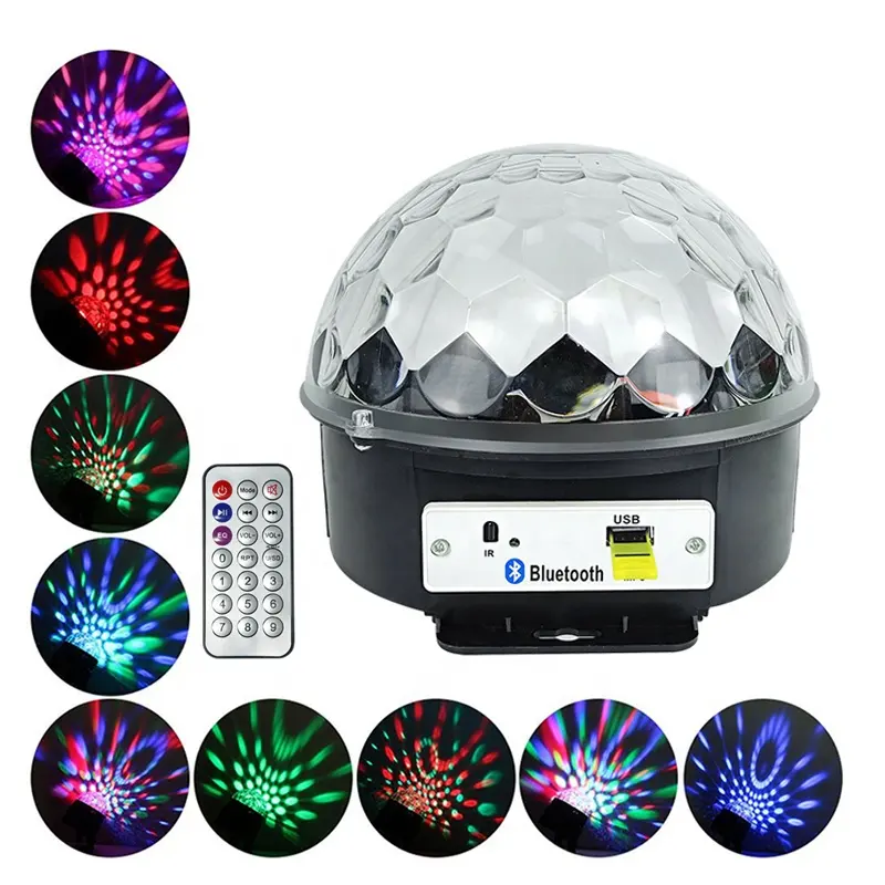 LED Wireless Disco Party Stage Light MP3 Music Player Crystal Magic Ball Light Car Home Speaker Projector Rotating Night Light