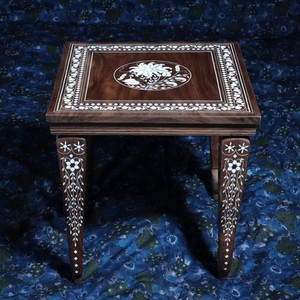 Handcrafted Wooden Side <b>Table</b> with Bone Inlay Work - Indian Artisan Wholesale - Product Image 1