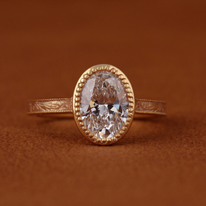Luxury Oval Cut Lab Grown Diamond Engagement <b>Ring</b> 14K <b>Gold</b> Vintage Bezel <b>Set</b> Solitaire <b>Ring</b> Handmade Fine Jewelry - Product Image 1