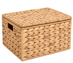 3 Piece Set Handwoven <b>Water</b> <b>Hyacinth</b> Round <b>Storage</b> <b>Baskets</b> with Handles Bohemian Natural Wicker - Product Image 2
