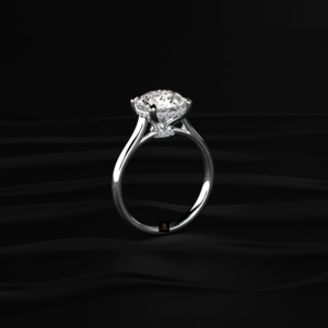 Bague de fiançailles solitaire ronde en diamant de laboratoire avec double bande unie et halo caché, or, argent, or jaune, or blanc, or rose, IGI - Product Image 4