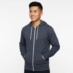 Men's <b>Hooded</b> <b>Zip</b>-Up Sweatshirt Solid Color Cotton French Terry Casual Autumn Wear Regular Fit - Product Image 6