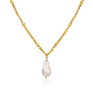 Collar con Colgante de Perlas Irregulares de Diseño Francés de Alta Gama Estilo Barroco con Cadena para Clavícula para Suéteres - Product Image 5