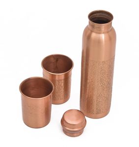 Botella de Agua de Cobre Grabado de 1000ml Premium para Oficina y Gimnasio, Protección Avanzada Contra Fugas, Botella de Cobre Puro sin Costuras para la Salud - Product Image 2