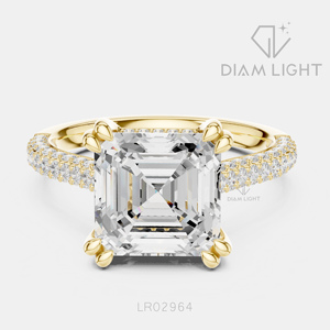 Bague de fiançailles en or blanc 14 carats avec diamant de laboratoire taille émeraude 3,83 carats, certifié IGI, couleur F+, clarté VS+, cadeau de promesse de mariage - Product Image 5