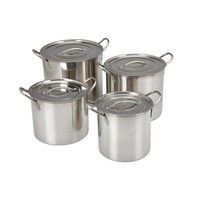 Ensemble de 4 casseroles en acier inoxydable poli SS304 de qualité supérieure avec couvercle en dôme de classe 4, compatibles lave-vaisselle, écologiques, pour cuisinière à gaz, usage hôtelier