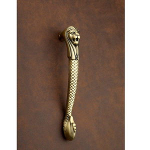 Modern Style <b>Brass</b> Lion-Shaped Door and Window <b>Pull</b> Handle with Antic Finish for Home or Hotel Decor and Office Applications - Product Image 1