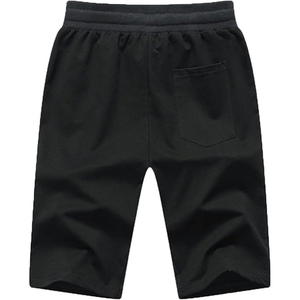Men's Solid Navy Blue Knitted Bermuda <b>Shorts</b> Mid Waist Drawstring With <b>Zip</b> <b>Pockets</b> Casual Breathable Fitness <b>Shorts</b> - Product Image 2