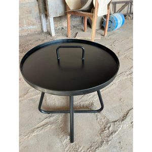 Mesa de Centro de Hierro Negro Estilo Industrial |   Mesa Auxiliar Redonda de Metal para el Hogar y la Sala de Estar, Mesa de Centro Contemporánea de Metal con Acabado - Product Image 4