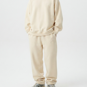 Custom Heavyweight 450 GSM Fleece <b>Track</b> Wide <b>Leg</b> Joggers Men's Printed Logo <b>Straight</b> Baggy 100% Cotton Sweatpants Men - Product Image 1