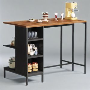 Isola da Cucina e Tavolo Bar con 5 Ripiani Aperti e Ampio Piano di Lavoro - Prodotto per Isole e Carrelli da Cucina - Product Image 6