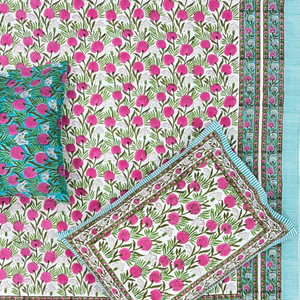 Sábana Plana de Algodón Hecha a Mano en Jaipur, Tamaño King, Estampado a Bloque, 108"x90", Suave, Ecológica, Duradera, 200 Hilos, Lavable a Máquina, Sostenible - Product Image 1