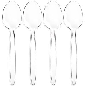 Premium Transparent Disposable Clear Plastic <b>Soup</b> <b>Spoons</b> 50 Count Durable and Convenient for Everyday Parties and Events - Product Image 1