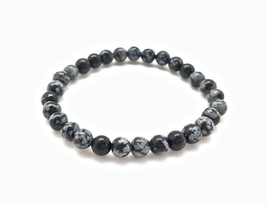 Unisex SnowflakeObsidian <b>Bracelet</b> Muntaha Agate Premium Grade Handmade 8mm Bead Souvenir Gift Natural Crystal Stone Mascot Theme - Product Image 1