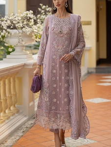 Robe de mariée pakistanaise bleu marine, richement brodée, longueur ras du sol, shalwar kameez avec dupatta - Product Image 5