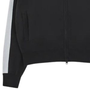 Chaqueta Deportiva de Punto con Franja Lateral Negra, Cierre de Cremallera, Estilo Urbano, Puños Acanalados, Tejido Suave, Unisex, Ajuste Cómodo, Premium, para Uso Diario - Product Image 2