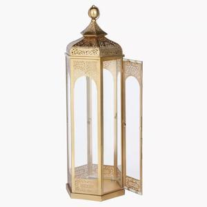 Elegante Lámpara de Mesa de Hierro Dorado Estilo Marroquí, Portavelas Colgante de Calidad Exclusiva para Decoración del Hogar y Fiestas de Boda - Product Image 1