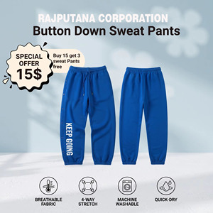 Men's Printing Sweat Bitton <b>Down</b> Pants Casual 100% Cotton Fleece Breathable Baggy <b>Trouser</b> Casual Ovesize Button <b>Down</b> Sweat Pants - Product Image 1