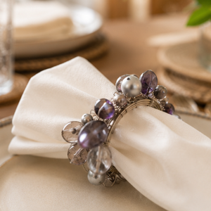 Luxury Stone Crystal Beaded Napkin Rings | Decorative Table Napkin Holders Wedding Dining Decor Hotel Restaurant Banquet Table - Product Image 2