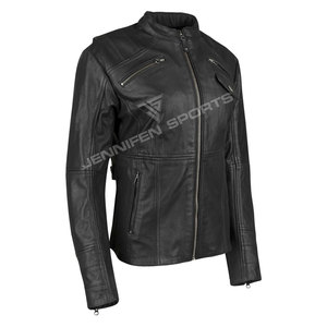 Chaqueta de Motociclista para Mujer, de Cuero Genuino, Transpirable, con Detalle de Letras, Bolsillo con Cierre Frontal, Cinturón Extraíble, Resistente al Viento e Impermeable - Product Image 2