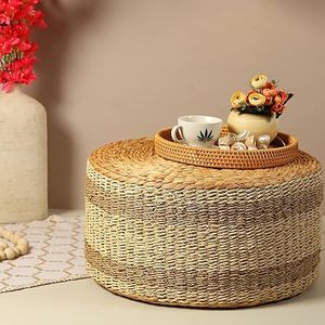 Customised Hot Selling <b>Adjustable</b> Water Hyacinth Ottoman High-quality Cushion Natural Woven <b>Stool</b> for School Use and other - Product Image 1