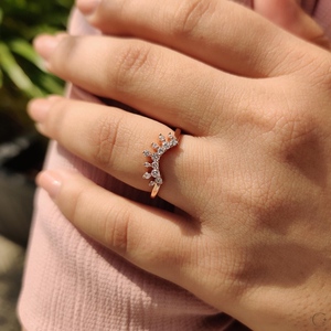 New Arrival <b>Stacking</b> Diamond Wedding <b>Ring</b> U Shaped 14k Solid Gold Dainty Curve Minimalist Band Wholesale Rate Anniversary Gift - Product Image 5