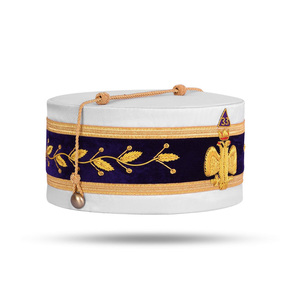 Casquette de cérémonie en velours blanc avec aigle doré métallique, casquette de cérémonie du 33e degré - Product Image 2