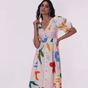 เดรสแม็กซี่พิมพ์ลายลำลอง เดรสยาวมีกระเป๋าสำหรับผู้หญิง ราคาดีที่สุด คุณภาพสูง รับสกรีนโลโก้ แขนยาว ทรงหลวม - Product Image 1