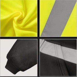 High Visibility <b>Men</b>’s Reflective Stripes Workwear Warm <b>Hoodie</b> Heavy Duty Safety Sweatshirt ANSI Class 3 Hi-Vis Construction - Product Image 2