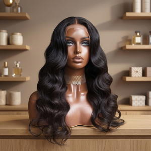 Full Lace <b>Wig</b> <b>Long</b> Natural Black Peruvian Virgin Hair Swiss Lace Transparent Lace With Baby Hair Average Size - Product Image 3