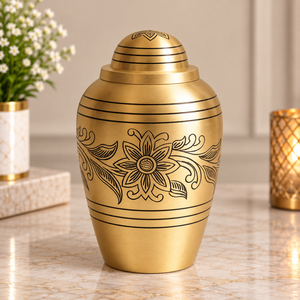 Urne en métal motif tournesol avec design floral en relief, finition or blanc, vase décoratif pour la décoration intérieure - Product Image 6
