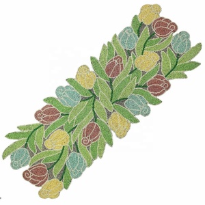 Handmade Leaf Design Glass Beaded <b>Table</b> <b>Runner</b> Decorative <b>Dining</b> <b>Table</b> Centerpiece for Weddings Parties Christmas & Everyday - Product Image 6