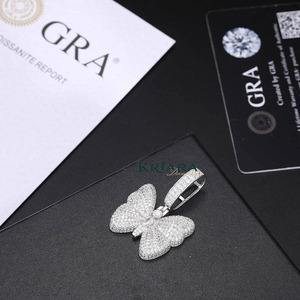 Pendentif Papillon en Moissanite, Argent 925 Plaqué Rhodium, Coupe Ronde Brillante, Charme Thème Luxe, Bijou Quotidien pour Femme - Product Image 5