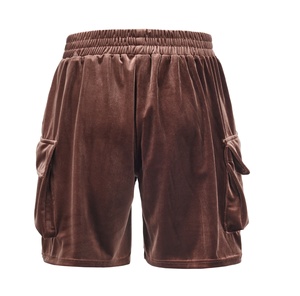 Shorts cargo en velours pour homme, taille haute, couleur unie, taille élastique, décontractés, avec poches - Product Image 1