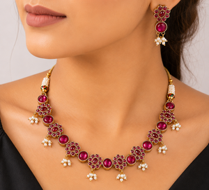 Juego de Joyería Clásica para Mujer en Plata Oxidada Antigua, con Engaste de Bisel, Diseño Floral Chapado en Oro de 18K, Ideal para Fiestas - Product Image 3