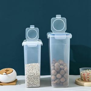 Boîte de rangement alimentaire moderne hermétique en plastique transparent PP, distributeur de céréales rectangulaire, organisateur de garde-manger de cuisine pour aliments secs - Product Image 3