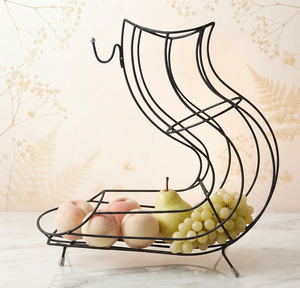 Corbeille à fruits en fil métallique noir, élégante corbeille à légumes et fruits, récipient de rangement en métal pour la décoration de la cuisine - Product Image 1